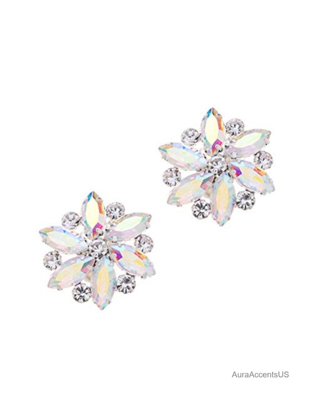 Rhinestone Flower Shoe Clips Pair Wedding Party Fashion Buckles